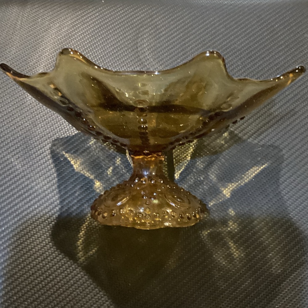 Amber Glass Bullicante Decorative Pedestal Bowl